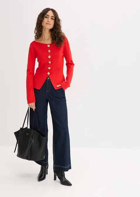 Cardigan med peplum og dekorative knapper, bonprix