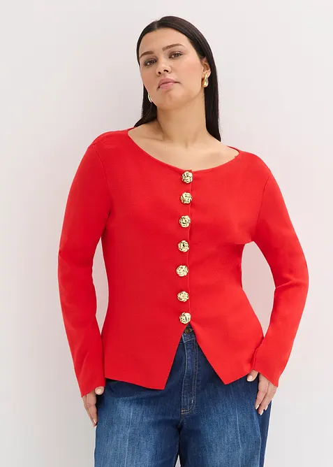 Cardigan med peplum og dekorative knapper, bonprix