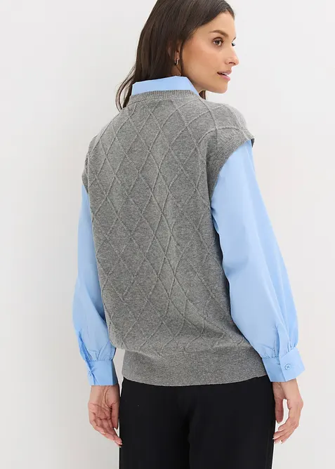 Genser med innfelt skjorte, bonprix