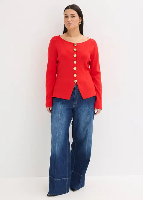 Cardigan med peplum og dekorative knapper, bonprix