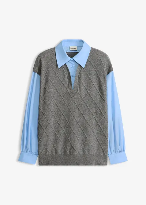 Genser med innfelt skjorte, bonprix