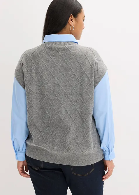 Genser med innfelt skjorte, bonprix