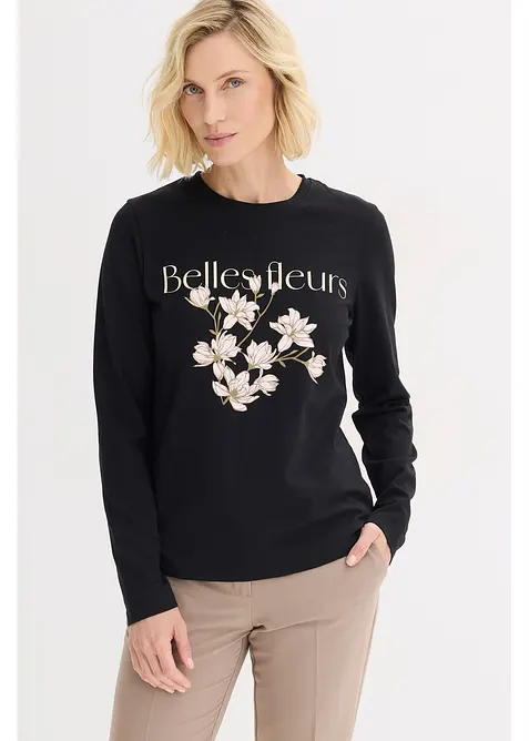 Langermet topp med &oslash;kologisk bomull, bonprix