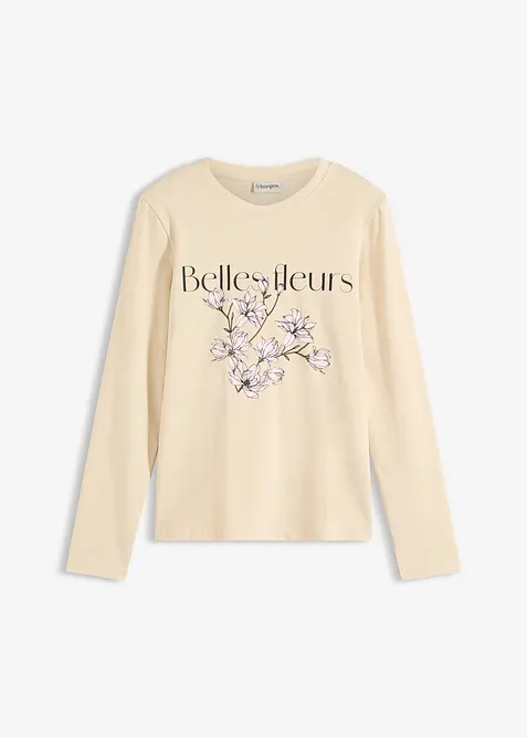 Langermet topp med &oslash;kologisk bomull, bonprix