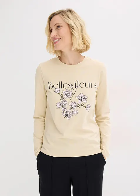 Langermet topp med &oslash;kologisk bomull, bonprix