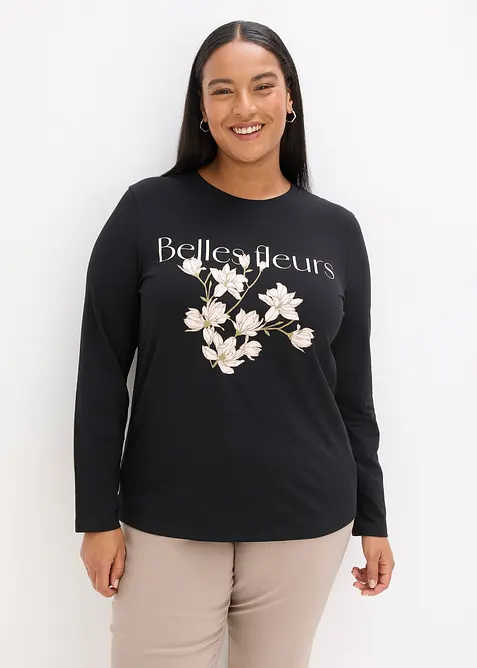 Langermet topp med &oslash;kologisk bomull, bonprix