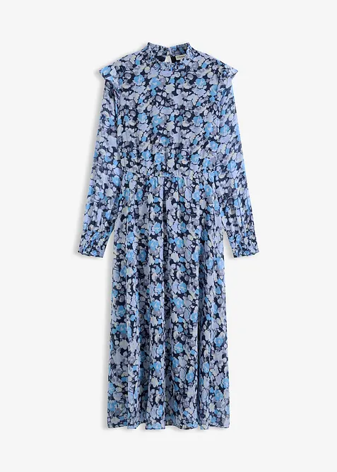 Chiffonkjole med st&aring;krage, bonprix