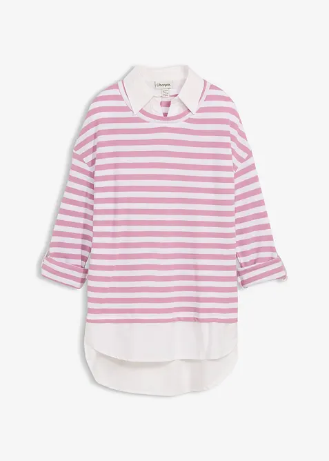 Sweatshirt med skjorteinnfelling, bonprix