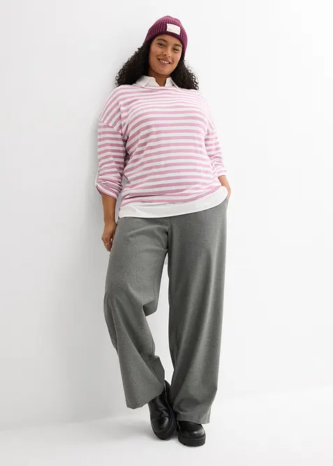 Sweatshirt med skjorteinnfelling, bonprix