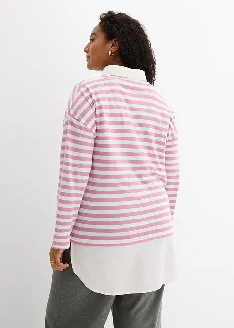 Sweatshirt med skjorteinnfelling, bonprix