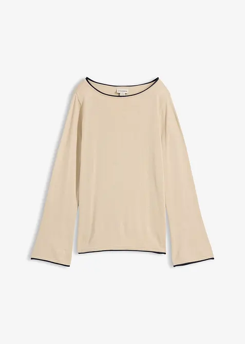 Finstrikket genser i bomullsmiks, bonprix