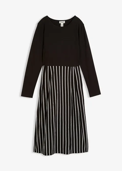 Trikotkjole i bomull, midi-lengde, bonprix