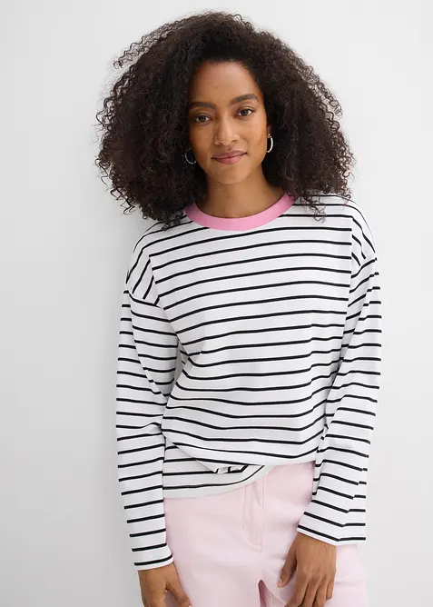 Oversized topp i 100% &oslash;kologisk bomull med lange ermer, bonprix