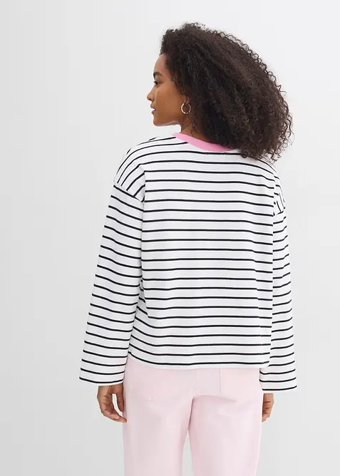 Oversized topp i 100% &oslash;kologisk bomull med lange ermer, bonprix