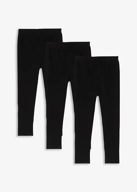 Leggings i elastisk, &oslash;kologisk bomullsmiks (3-pack), bonprix