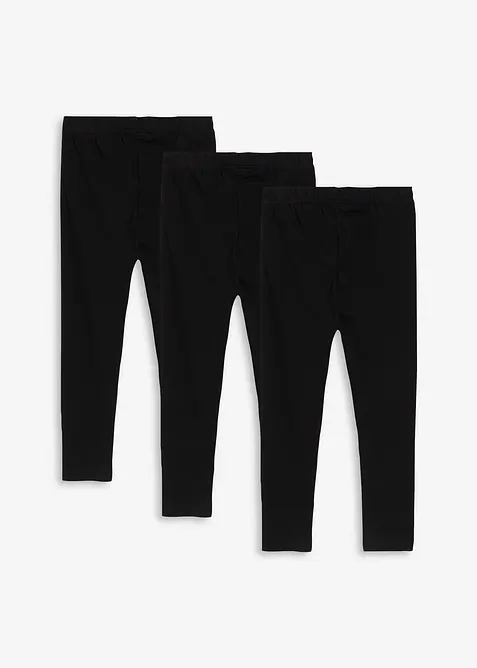 Leggings i elastisk, &oslash;kologisk bomullsmiks (3-pack), bonprix