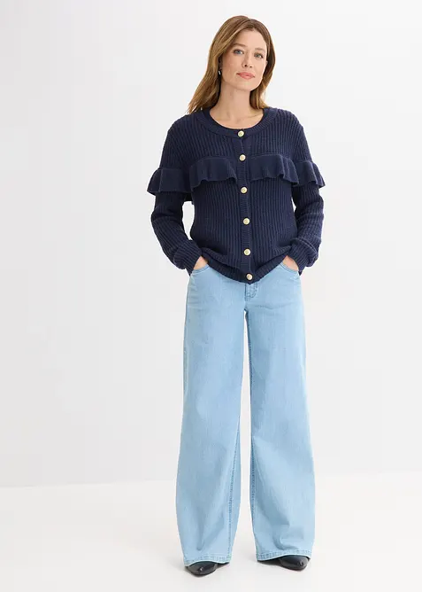 Finstrikket jakke i bomullsmiks, bonprix