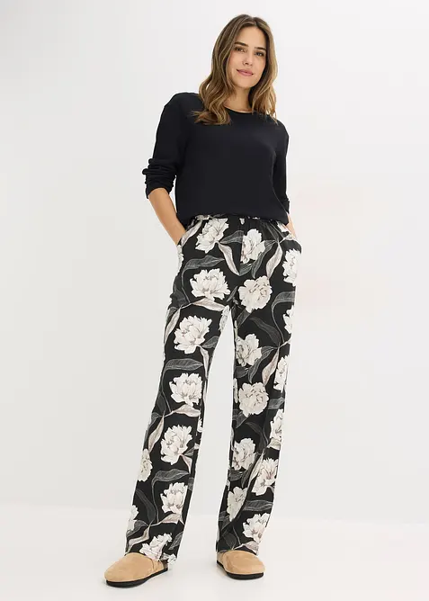 Pyjamas med viskose og vide ben, bonprix