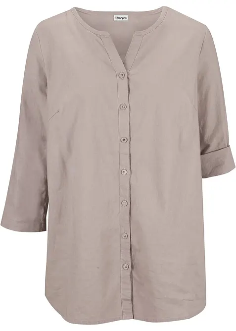 Bluse med lin og 3/4-lange ermer, bonprix