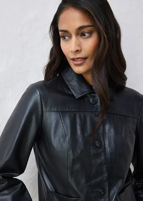 Kort skinnjakke av lammenappa, bonprix