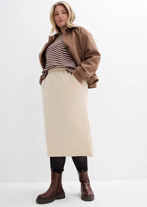 Midiskj&oslash;rt i mykt scuba-materiale, bonprix