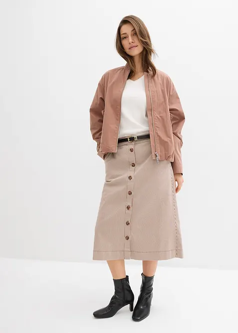 Midiskj&oslash;rt med stripem&oslash;nster og knappestolpe, bonprix