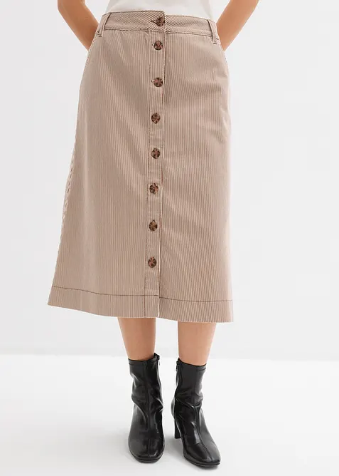 Midiskj&oslash;rt med stripem&oslash;nster og knappestolpe, bonprix