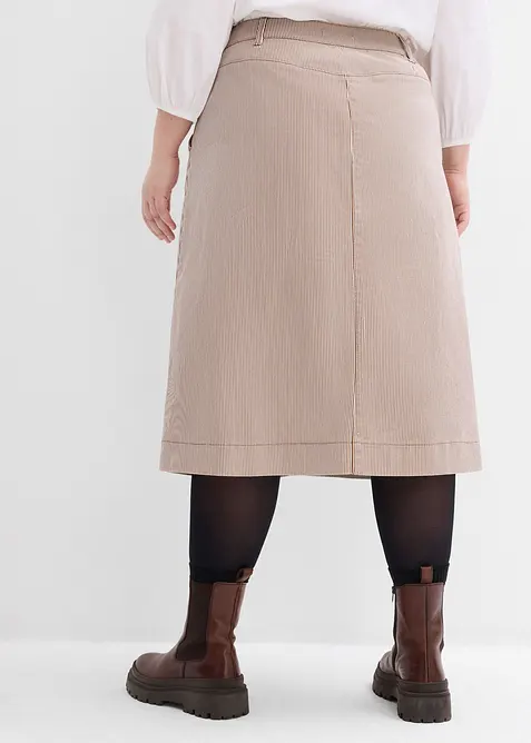 Midiskj&oslash;rt med stripem&oslash;nster og knappestolpe, bonprix