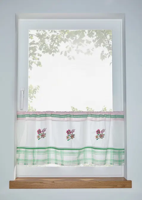 Gardinkappe i &oslash;kologisk bomull med broderi, bonprix