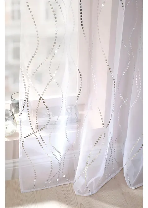 Gardin med glanstrykk (1-pack), bonprix