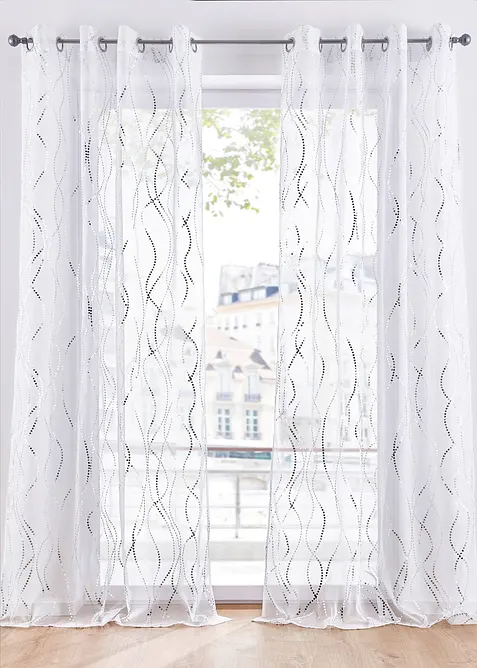 Gardin med glanstrykk (1-pack), bonprix