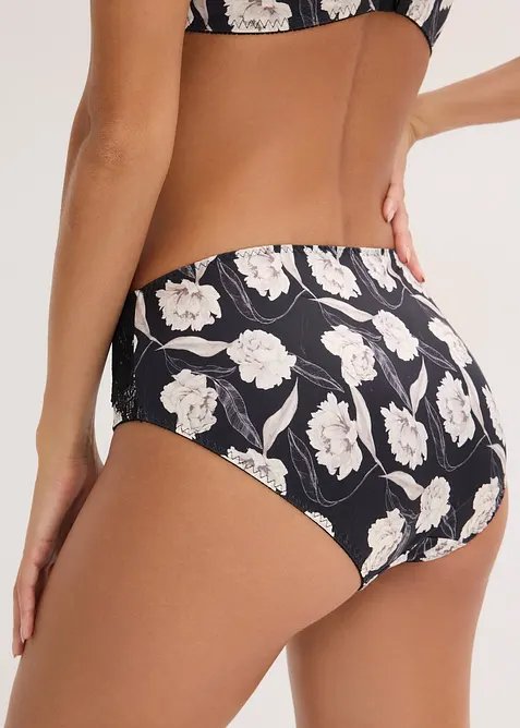 Truse med h&oslash;y midje, glans og blonder, bonprix