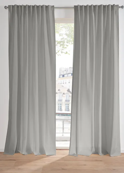 Gardin i linstil med resirkulert polyester (1-pack), bonprix