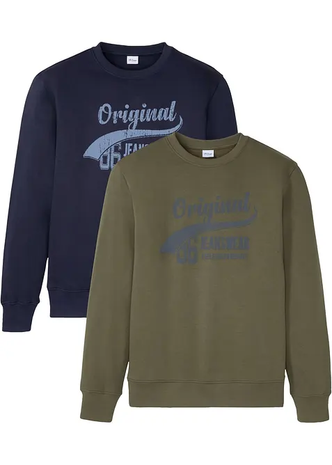Sweatshirt i myk bomullsmiks (2-pack), bonprix