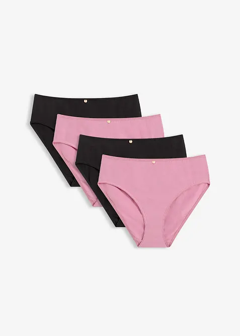 Truse med h&oslash;y midje og blonder (4-pack), bonprix