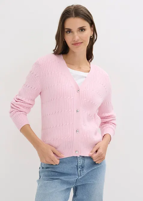 Finstrikket cardigan i viskosemiks, bonprix