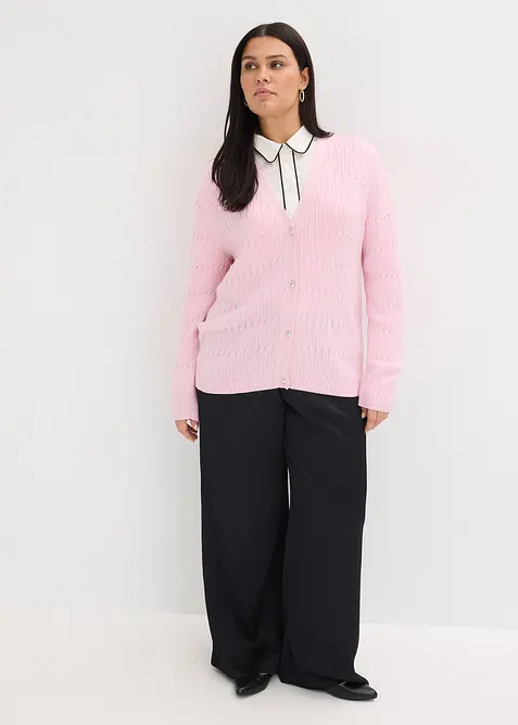 Finstrikket cardigan i viskosemiks, bonprix