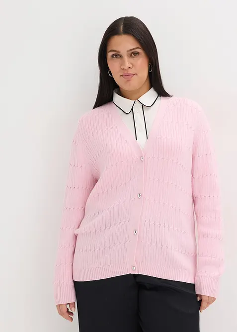 Finstrikket cardigan i viskosemiks, bonprix