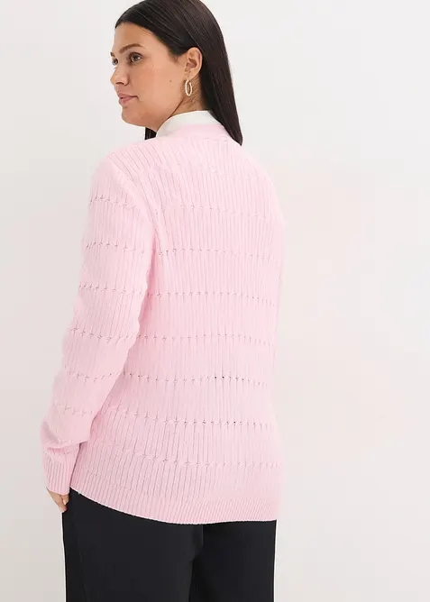 Finstrikket cardigan i viskosemiks, bonprix