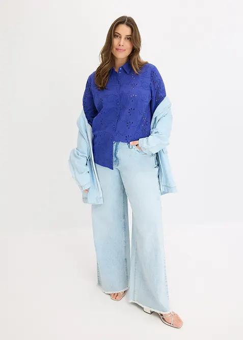 Bluse med hullbroderi, bonprix