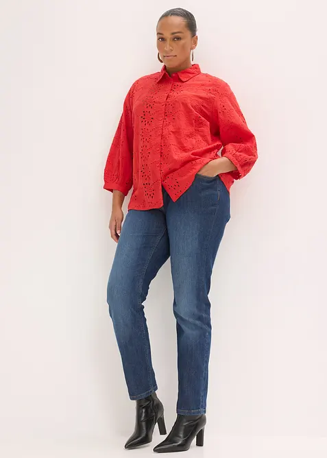 Bluse med hullbroderi, bonprix