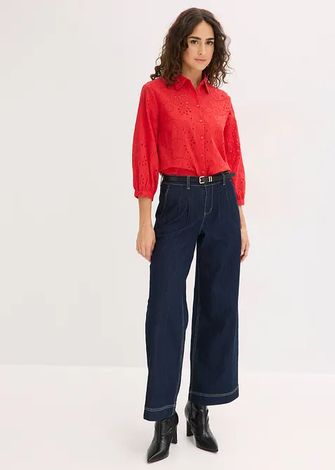 Bluse med hullbroderi, bonprix