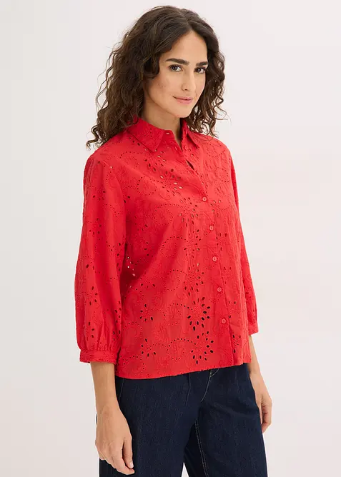 Bluse med hullbroderi, bonprix