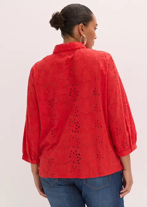 Bluse med hullbroderi, bonprix