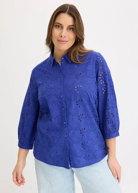 Bluse med hullbroderi, bonprix