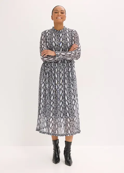 Midikjole i myk mesh, bonprix