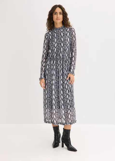 Midikjole i myk mesh, bonprix