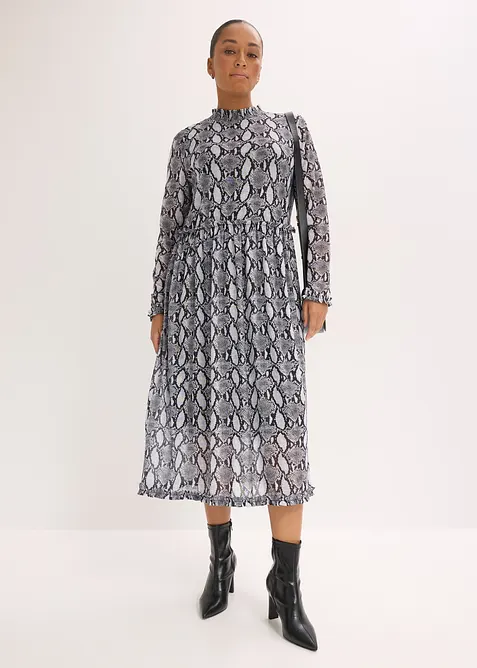 Midikjole i myk mesh, bonprix