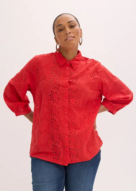 Bluse med hullbroderi, bonprix