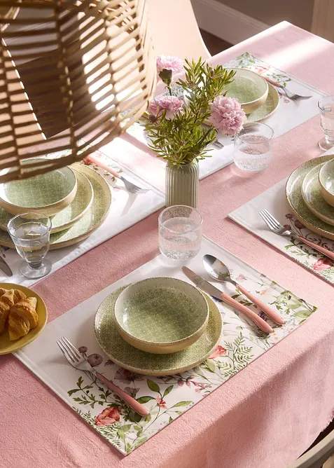 Bordbrikker med blomsterm&oslash;nster (4-pack), bonprix